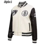 Brooklyn Nets Retro Classic Cream Varsity Jacket