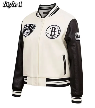 Brooklyn Nets Retro Classic Cream Varsity Jacket