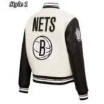 Brooklyn Nets Retro Classic Cream Varsity Jacket