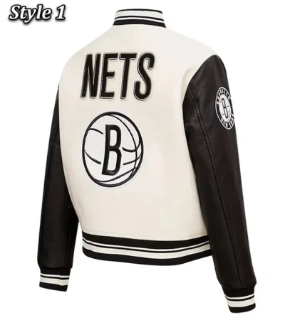 Brooklyn Nets Retro Classic Cream Varsity Jacket