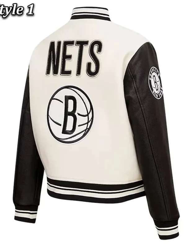 Brooklyn Nets Retro Classic Cream Varsity Jacket