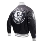 Brooklyn Nets Script Tail Black Satin Jacket
