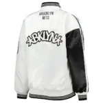 Brooklyn Nets Split Colorblock Black and White Satin Jacket