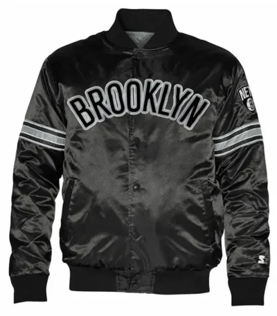 Brooklyn Nets Striped Satin Jacket