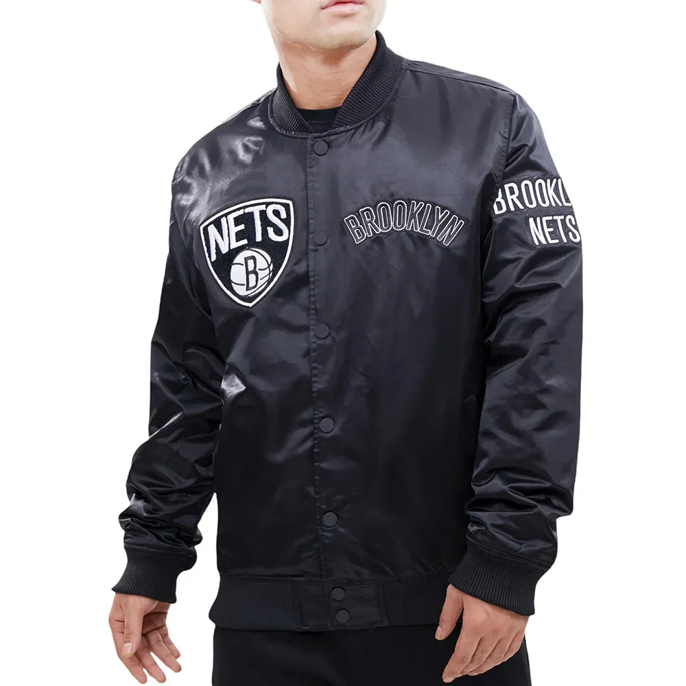 Brooklyn Nets Team Logo Black Satin Jacket Brooklyn Nets Team Logo Black Satin Jacket