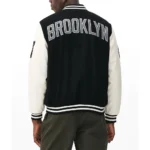 Brooklyn Nets Varsity Black and Off White Jacket