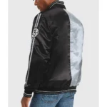 Brooklyn Nets Varsity Satin Gray and Black Jacket