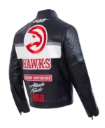 Atlanta Hawks Moto Black Leather Zip-up Jacket