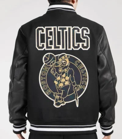 Black Boston Celtics Wool Varsity Jacket