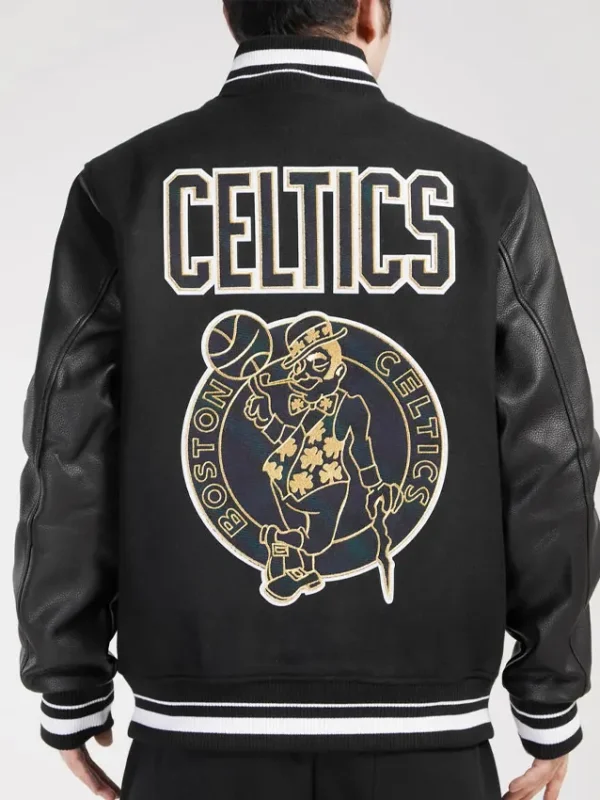 Black Boston Celtics Wool Varsity Jacket