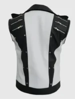 Black and White Retro Biker Leather Jacket