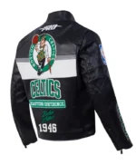 Boston Celtics Moto Men’s Black Leather Jacket