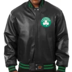 Men’s Black Boston Celtics Leather Full-snap Jacket