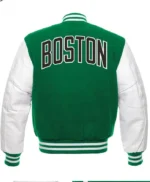 Mens Letterman Boston Celtics Green And White Varsity Bomber Jacket