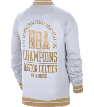 Men’s White/gold Boston Celtics 2024 Chapionship Jacket