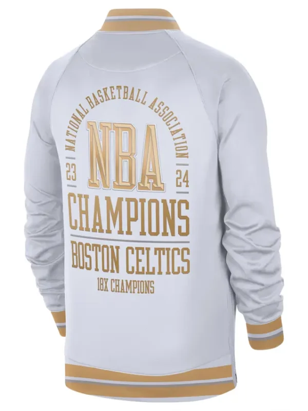 Men’s White/gold Boston Celtics 2024 Chapionship Jacket