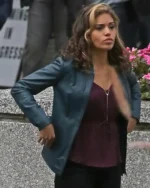 Arrow Season 4 Ciara Renée Blue Leather Jacketuncategor