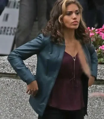Arrow Season 4 Ciara Renée Blue Leather Jacketuncategor