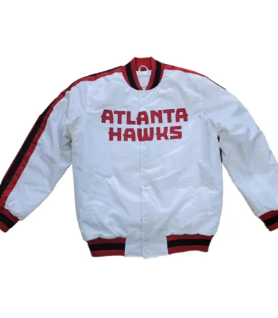 Classic Atlanta Hawks White Satin Jacket