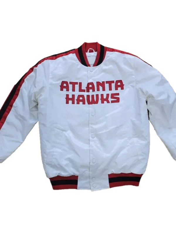 Classic Atlanta Hawks White Satin Jacket