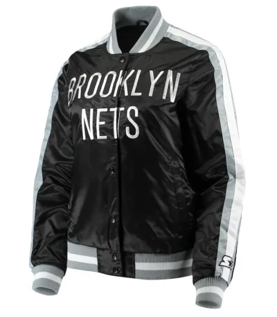 Competition Brooklyn Nets Black Satin Jacket