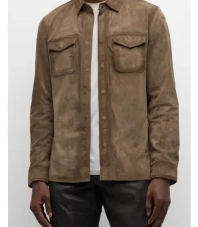 Derek Baldwin Beyond the Gates Brown Suede Shacket