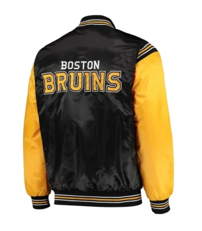 Boston Bruins Yellow and Black Satin Varsity Jacket