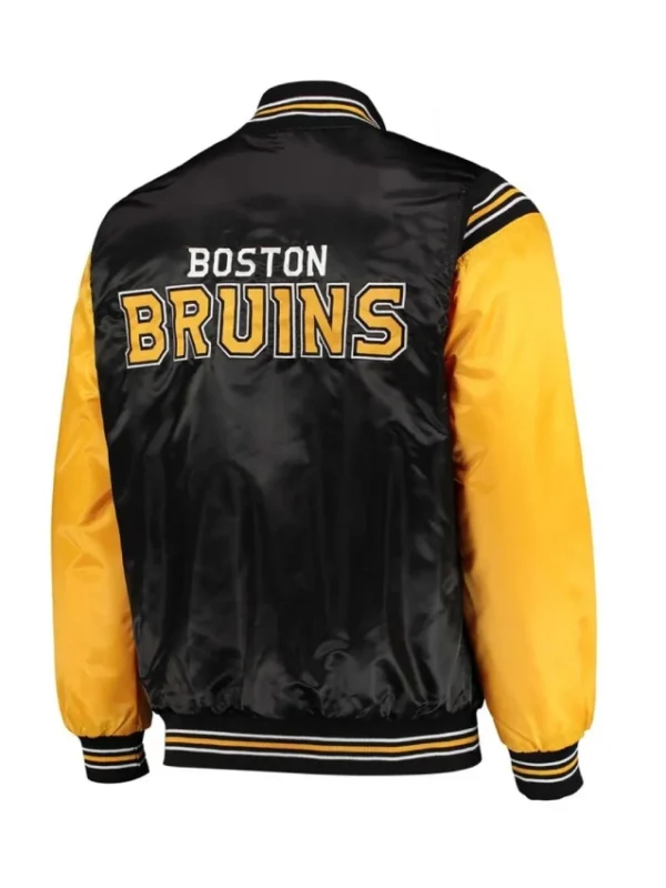 Boston Bruins Yellow and Black Satin Varsity Jacket