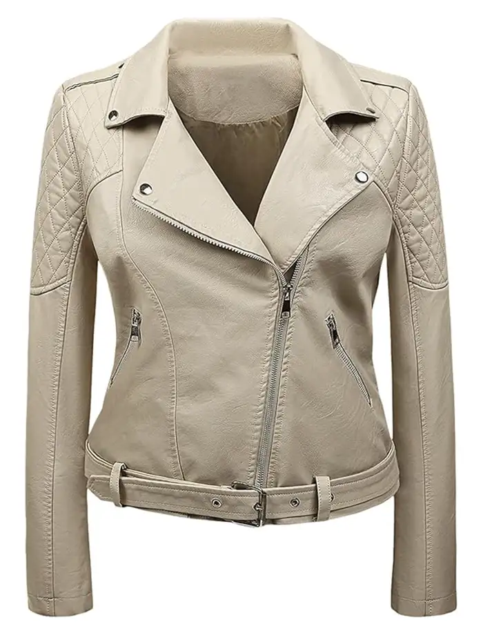Genuine Cafe Racer Motorcycle Beige Leather Jacket Womens Genuine Cafe Racer Motorcycle Beige Leather Jacket Womens