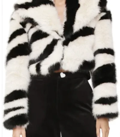 Hayley Lawson Beyond the Gates Zebra Print Fur Jacket