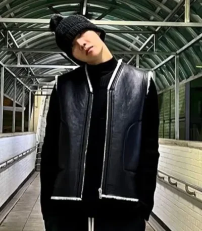 J Hope Black Leather Vest