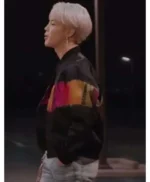 Jimin Black Tie-Dye Bomber Jacket