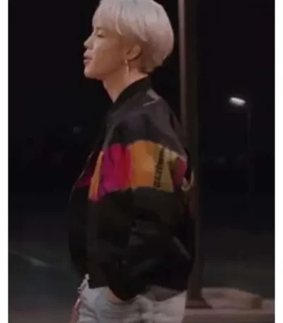 Jimin Black Tie-Dye Bomber Jacket