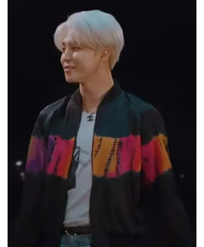 Jimin Black Tie-Dye Bomber Jacket Jimin Black Tie-Dye Bomber Jacket