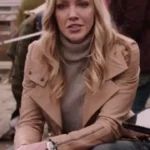 Katie Cassidy Arrow S04 Beige Biker Leather Jacket