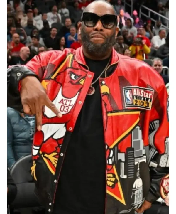 Killer Mike Atlanta Hawks Red Leather Jacket