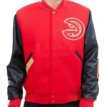 Letterman Atlanta Hawks Red and Black Jacket