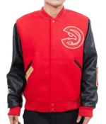 Letterman Atlanta Hawks Red and Black Jacket