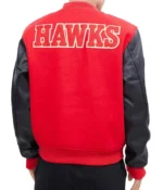 Letterman Atlanta Hawks Red and Black Jacket