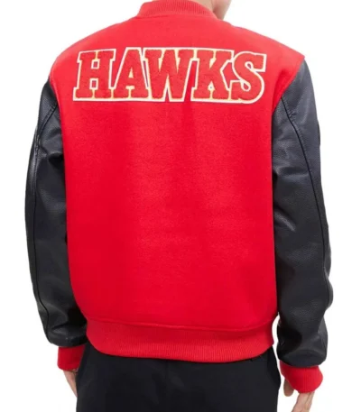 Letterman Atlanta Hawks Red and Black Jacket