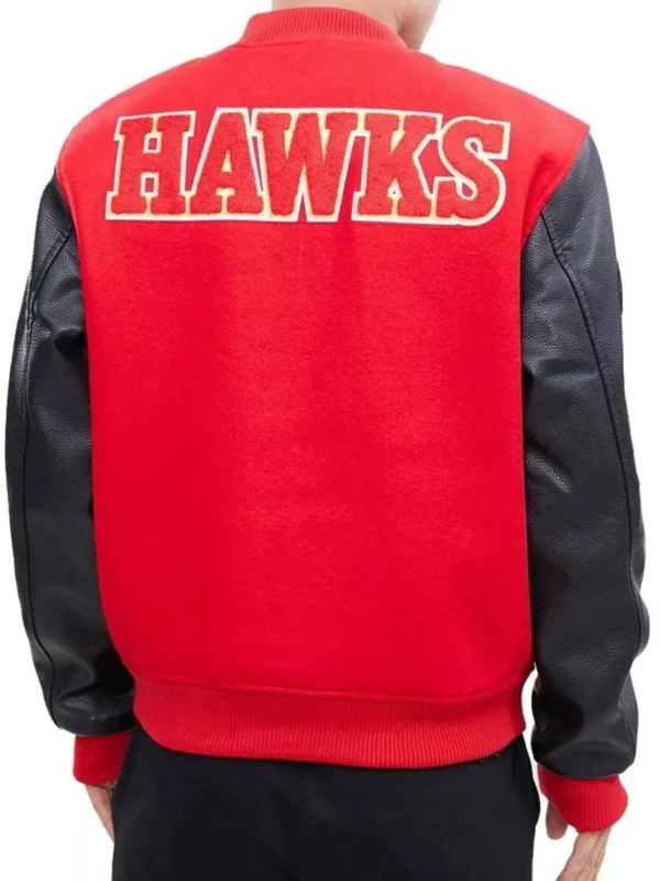 Letterman Atlanta Hawks Red and Black Jacket