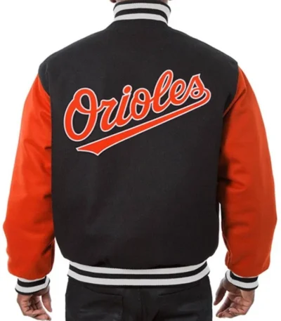 Baltimore Orioles Varsity Black and Orange Wool Jacket
