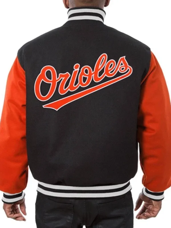 Baltimore Orioles Varsity Black and Orange Wool Jacket