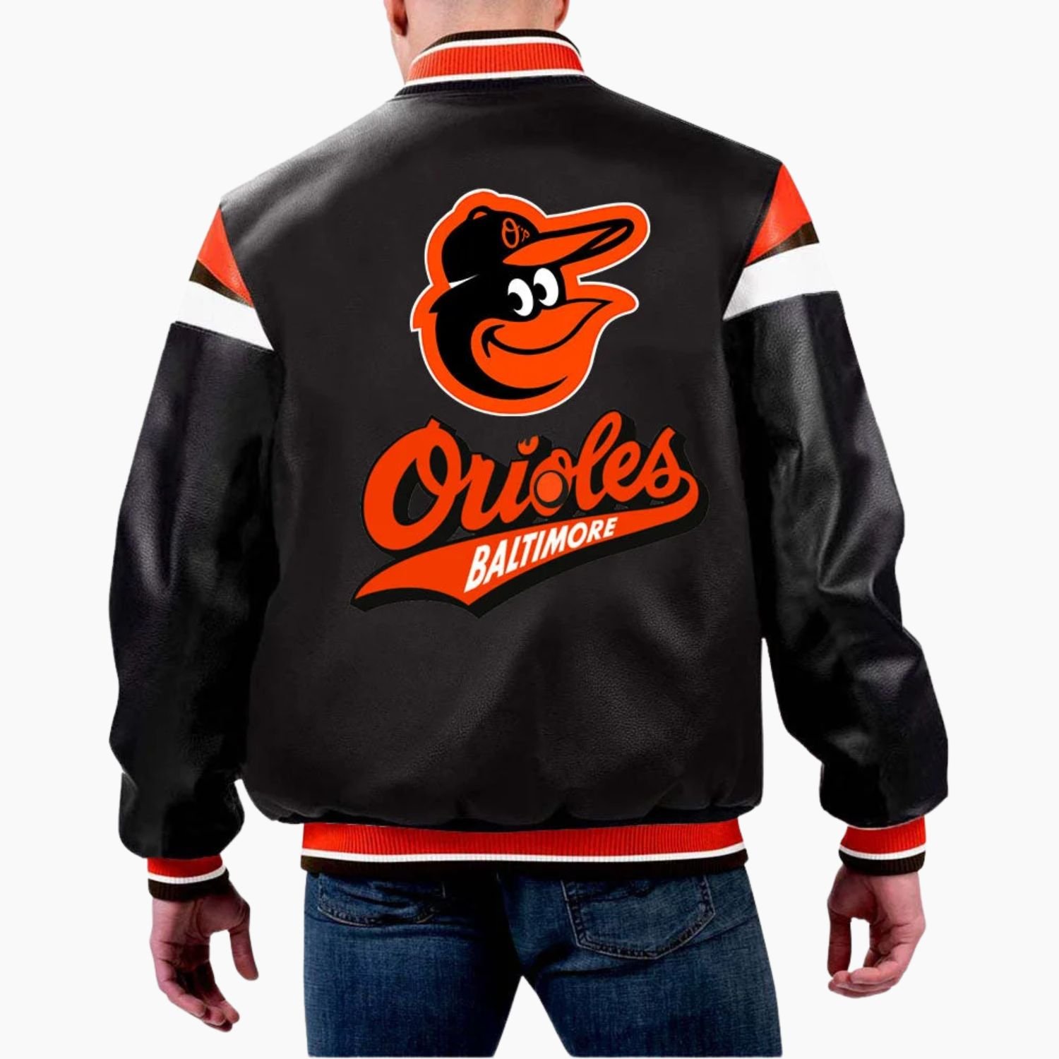 MLB Baltimore Orioles Varsity Leather Jacket MLB Baltimore Orioles Varsity Leather Jacket