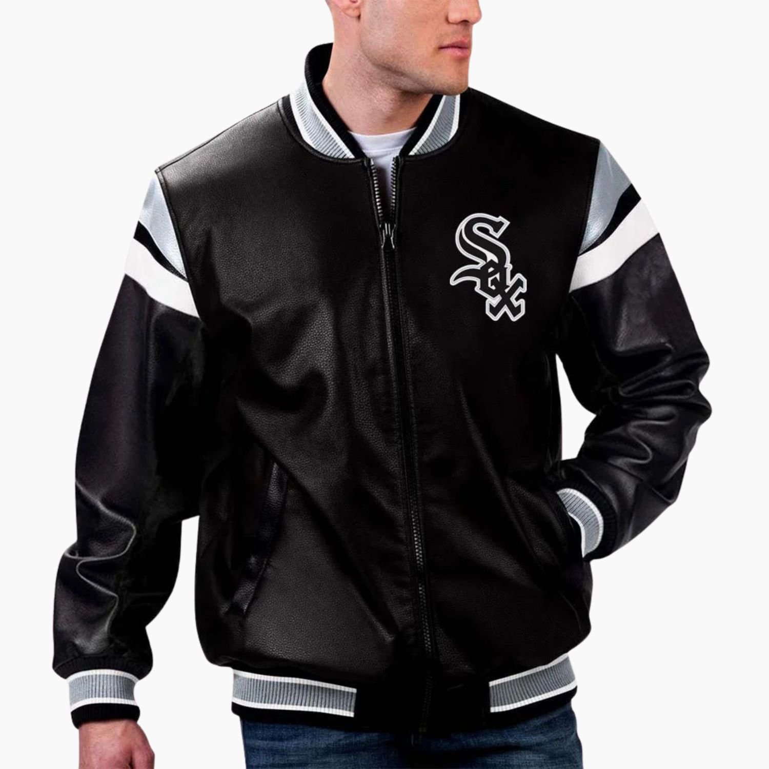 MLB Chicago White Sox Varsity Leather Jacket MLB Chicago White Sox Varsity Leather Jacket