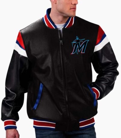 MLB Miami Marlins Varsity Leather Jacket
