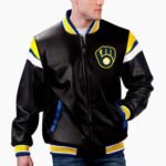 MLB Milwaukee Brewers Varsity Leather Jacket