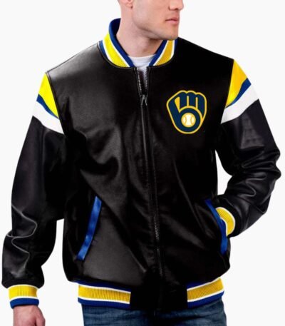 MLB Milwaukee Brewers Varsity Leather Jacket