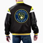 MLB Milwaukee Brewers Varsity Leather Jacket