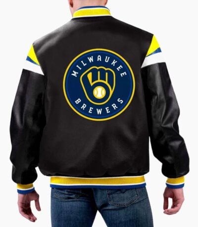 MLB Milwaukee Brewers Varsity Leather Jacket